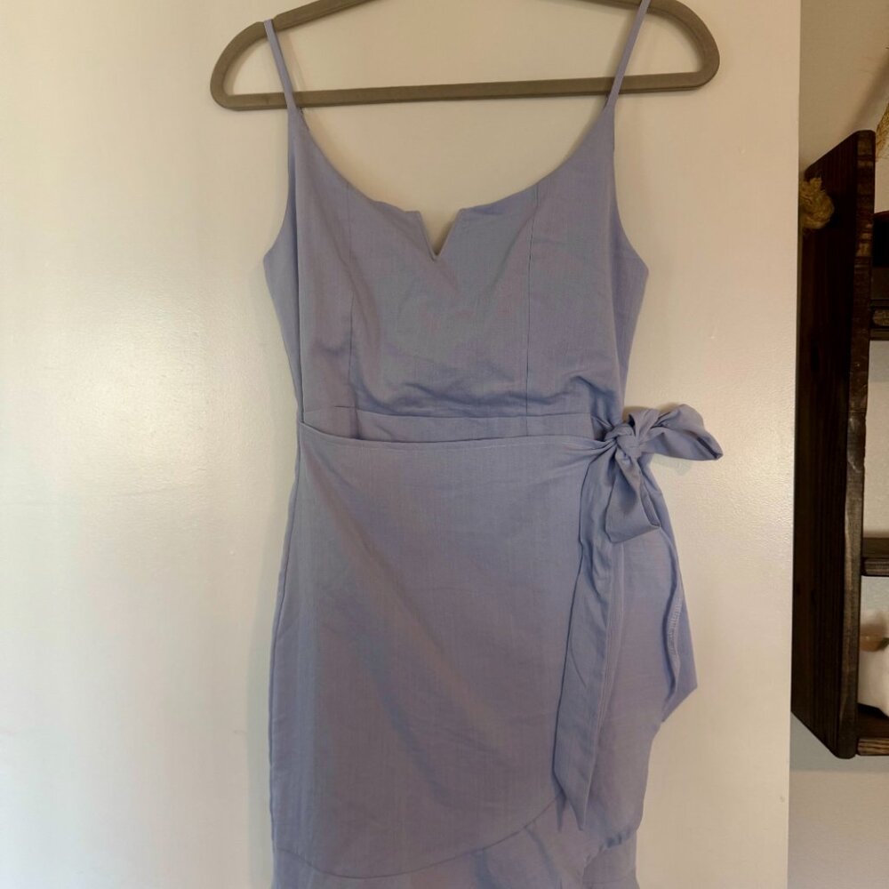 Lulu's Sunny Oasis Light Blue Ruffled Faux-Wrap Mini Dress - Picture 5 of 8